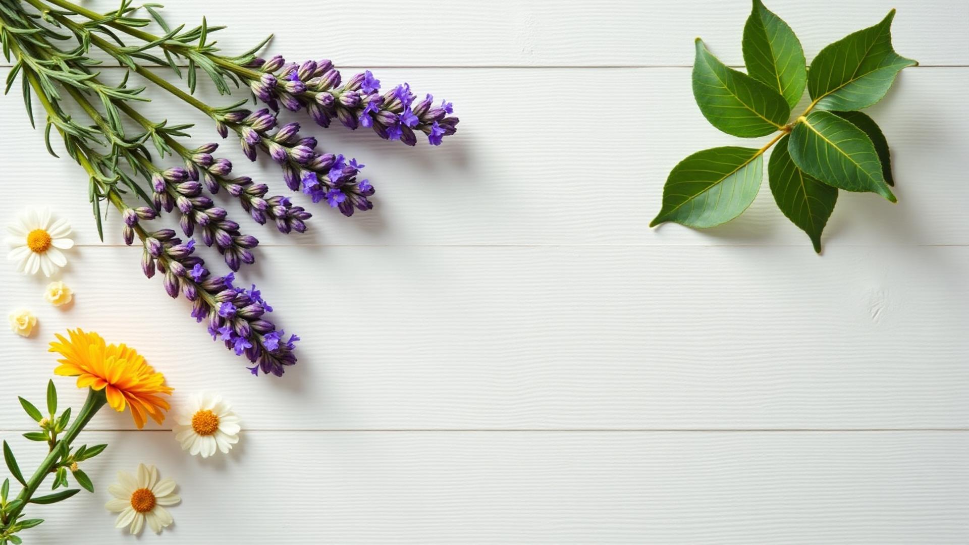 Nevana natural ointments and oils surrounded by the botanical ingredients they are made from